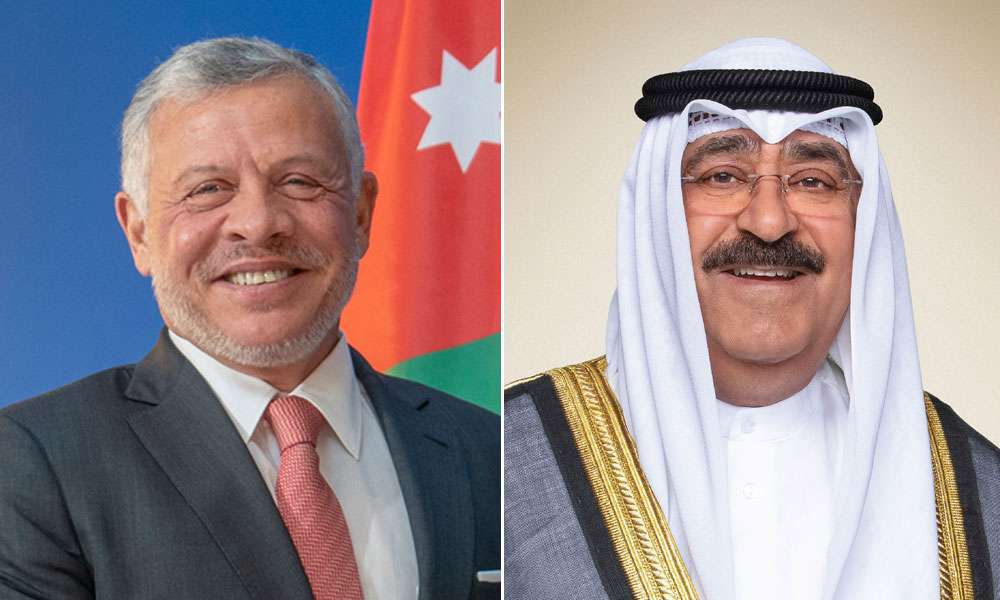 سمو أمير البلاد يتلقى برقية تهنئة من ملك الأردن بمناسبة الذكرى الأولى لتولي سموه مقاليد الحكم